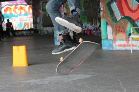 skateboard teenager on board in skate park
