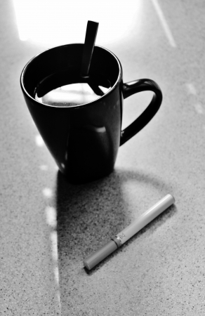 electronic vapour battery powered e cigarette in black and white の写真素材
