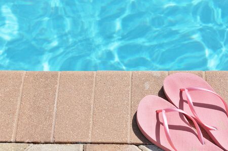 Poolside holiday vacation scenic swimming pool summer sandels shoes