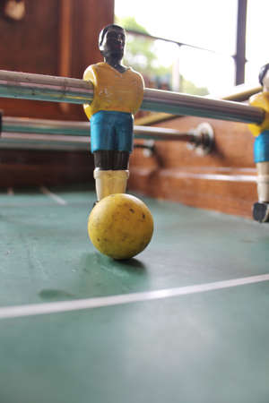 Soccer Brazil shirts Tabletop Foosball football in team colorsの写真素材