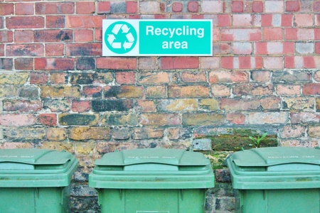 Trash can dustbins outsideの写真素材
