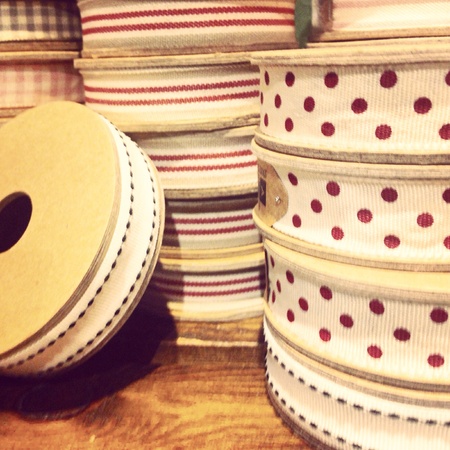 Pile of ribbon reels at haberdasherの素材