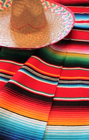 Mexico traditional cinco de mayo rug poncho fiesta background with stripes copy spaceの写真素材