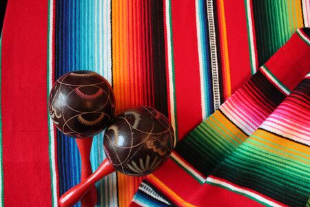 Mexico traditional cinco de mayo rug poncho fiesta background with stripes copy spaceの写真素材