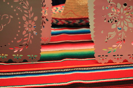Mexico poncho sombrero serape background fiesta cinco de mayo decoration bunting flags