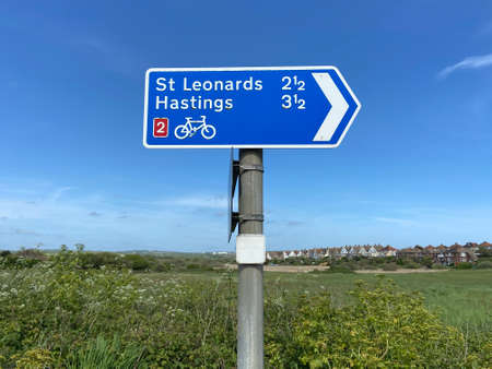 Road sign with the name of the city of St Leonards and Hastings