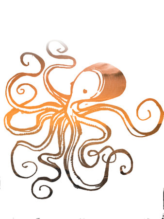 Illustration of an octopus on a white background with space for textの写真素材