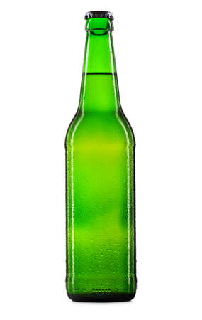 Bottle of beer or cider isolated on white backgroundの写真素材