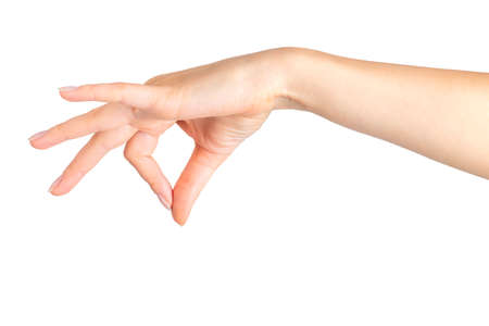 Woman hand showing picking up pose or holding something.の写真素材