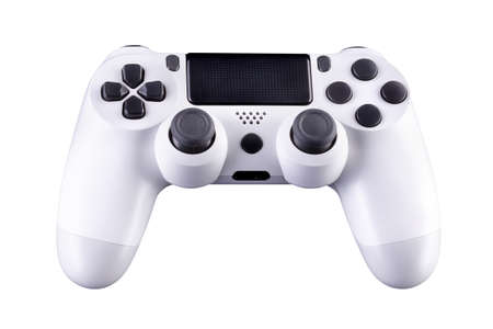 White video game joystick gamepad isolated on a white background with clipping path