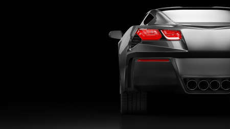 3d rendering of a modern black sedan car with studio light. 3d illustration of brandless carの写真素材