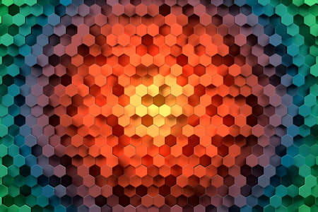 Abstract geometric pattern or background made of chaotic hexagonal surface polygons. 3d rendering of...