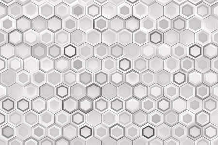Abstract monochrome white geometric pattern or background made of chaotic hexagonal surface...