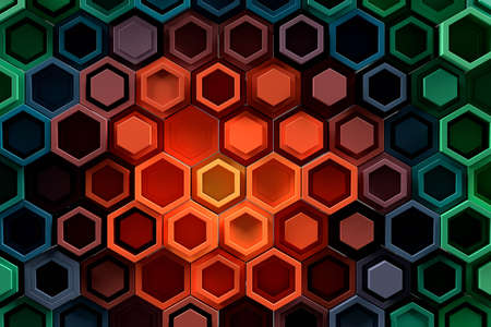 Abstract geometric pattern or background made of chaotic hexagonal surface polygons. 3d rendering of...