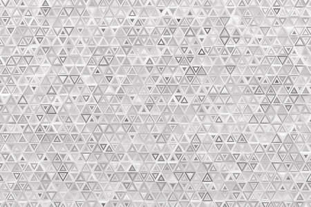 Abstract monochrome white geometric pattern or background made of chaotic triangle surface polygons. 3d rendering of realistic backdrop or wallpaperの写真素材
