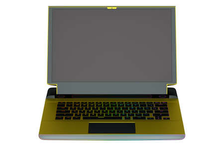 3d rendering of modern gaming colorful laptop on white background