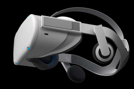 Virtual white reality glasses isolated on black background. 3d rendering