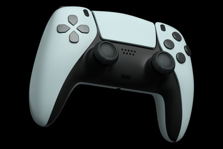 Realistic joystick for video game controller on black background