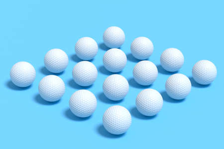 Golf ball on teee isolated on white background. 3d rendering of sport accessories for team playing...