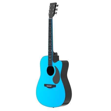 Electric acoustic guitar isolated on white background. 3d render of concept for rock festival poster...