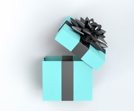 Gift boxes with ribbon and bow flying and falling on white background. 3d render concept of greeting...