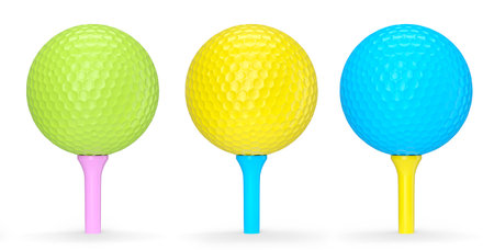 Set of golf ball isolated on white backgroundの写真素材