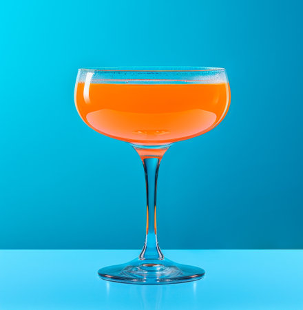 A vibrant Tequila Sunrise cocktail featuring the exotic and fruity flavor of Blue Curacao liqueur, garnished with slice of orange in the style of bold color field, monochromatic modern color schemeの素材