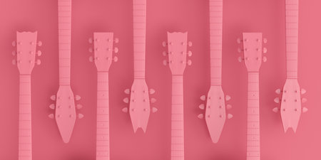 Set of fingerboard of electric acoustic guitar isolated on monochrome background. 3d render of concept for rock festival poster with heavy metal guitar for music shopの写真素材