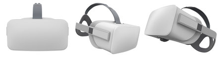 Virtual reality glasses and headset isolated on white background with clipping path. 3D render of...