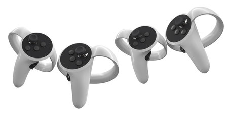 Virtual reality controllers for online and cloud gaming isolated on white background. 3D rendering...