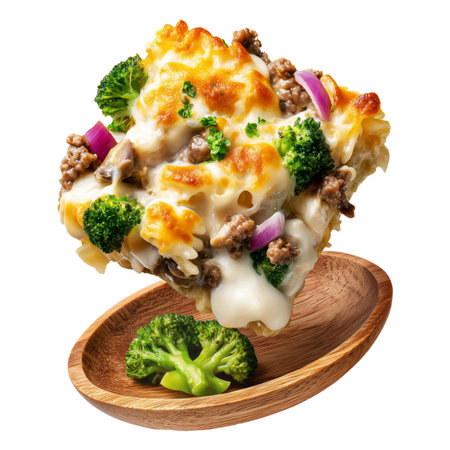 Baked red beans in black ceramic pot isolated on white background.の素材