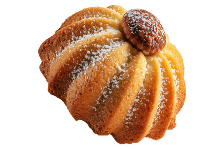 Maamoul traditional sesame covered pastry, cookies powdered with sugar, isolated on white transparent background. Concept of baked dessert foodの素材