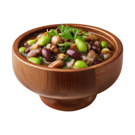 bowl of chinese bean soup isolated on white background with clipping pathの素材