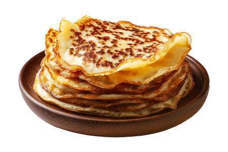 Plate of pancakes isolated on white background. Clipping path included.の素材