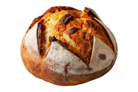 Rewena bread loaf, Maori potato sourdough bread, isolated on white transparent background, concept of New Zealand bakery.の素材