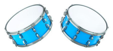Set of drums on white background. 3d render concept of musical instrument, drum machine.の写真素材