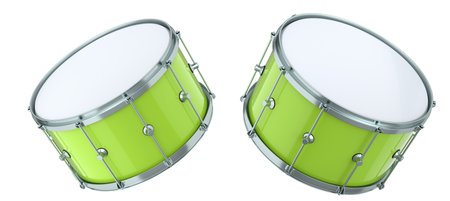 Set of drums on white background. 3d render concept of musical instrument, drum machine.の写真素材