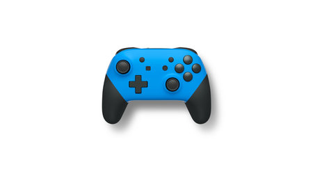 Wireless gaming controller flying in air isolated on white background with clipping path,...