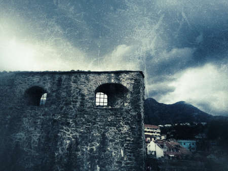 Ancient fortress, old city, grunge backgroundの写真素材