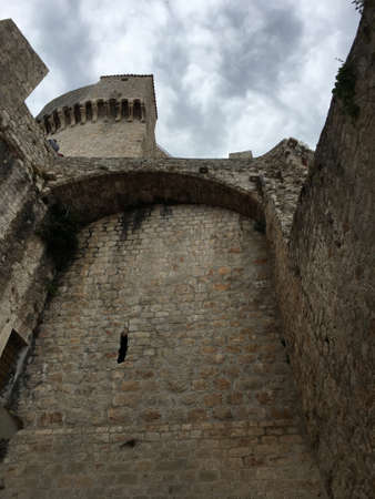 Stone tower at the ancient fortressの写真素材