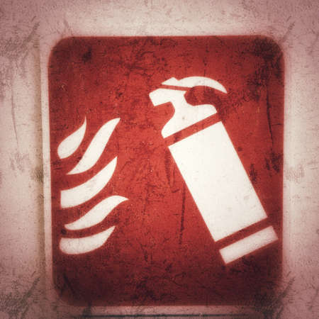 Red fire extinguisher signの写真素材