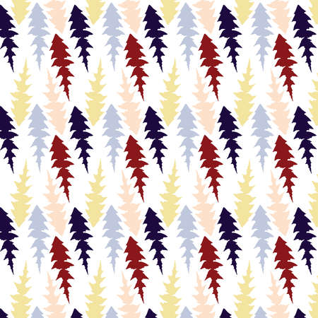 Hand drawn Dandelion leaves vector pattern in a red, yellow,pink and dark blue color paletteのイラスト素材