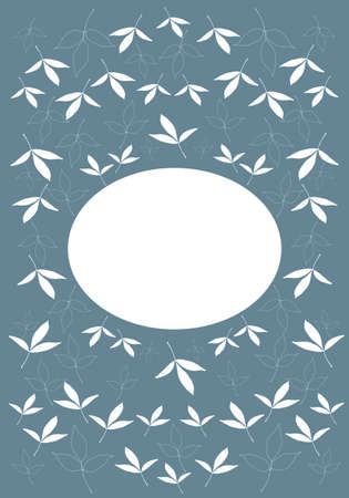Hand drawn floral elements vector card template in a blue and white color paletteのイラスト素材