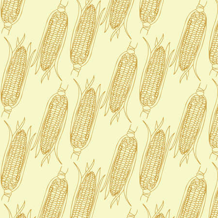 Vector hand drawn Corn cobs pattern in yellow colors paletteのイラスト素材