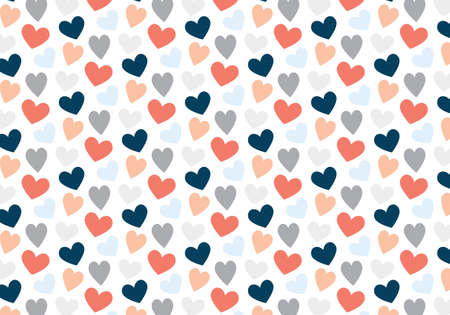 Vector hearts pattern in blue, gray, red and pink colors palette. Valentine backgroundのイラスト素材