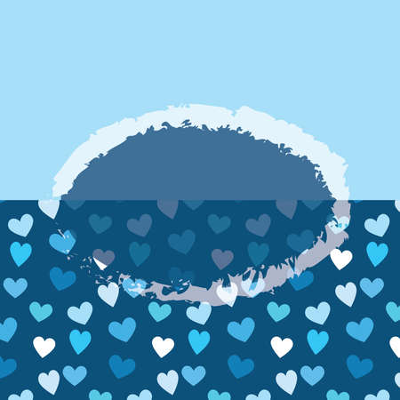 Hearts invitation/thank you/event/valentine vector card template in blue and white colors paletteのイラスト素材