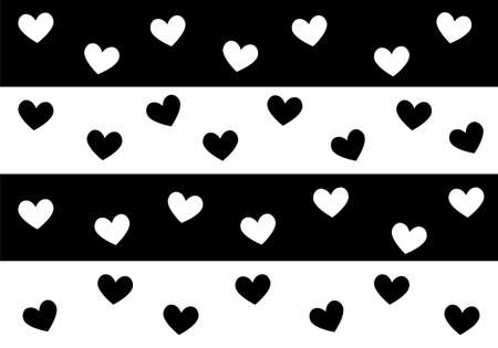 Vector hearts pattern in black and white colors palette. Valentine backgroundのイラスト素材