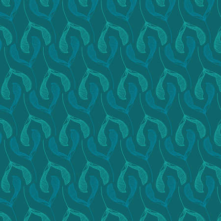 Floral vector pattern in teal color paletteのイラスト素材