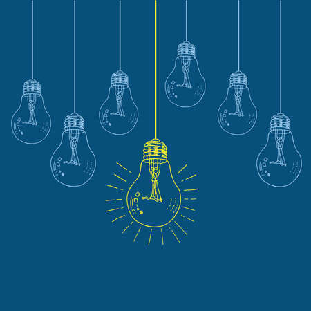 Light bulbs vector (idea symbol) on a blue backgroundのイラスト素材