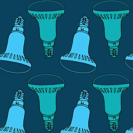 LED light bulbs vector pattern in blue colors paletteのイラスト素材